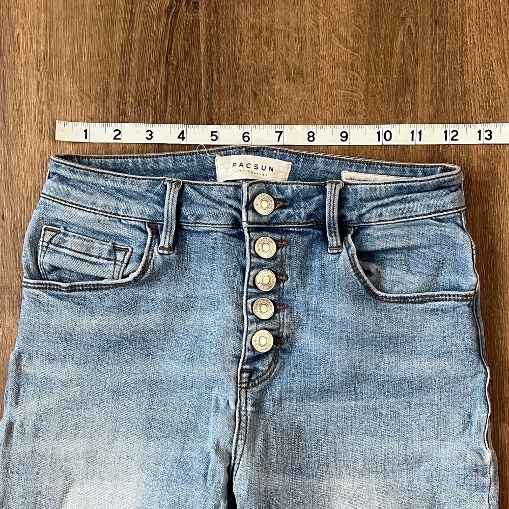 PacSun Super High Rise Skinny Button Fly with Knee Patches Sz 25 - Picture 5 of 10